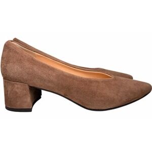 French Sole FS/NY Kelly Taupe Suede Block Heel Pumps Italy Womens 8